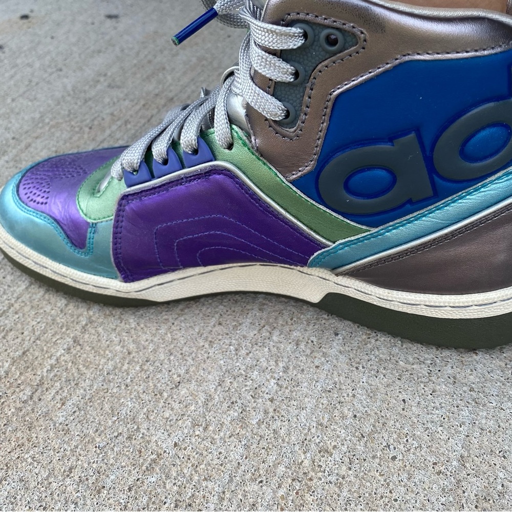 Vintage Rare Adidas Silver blue green and Purple High-Tops